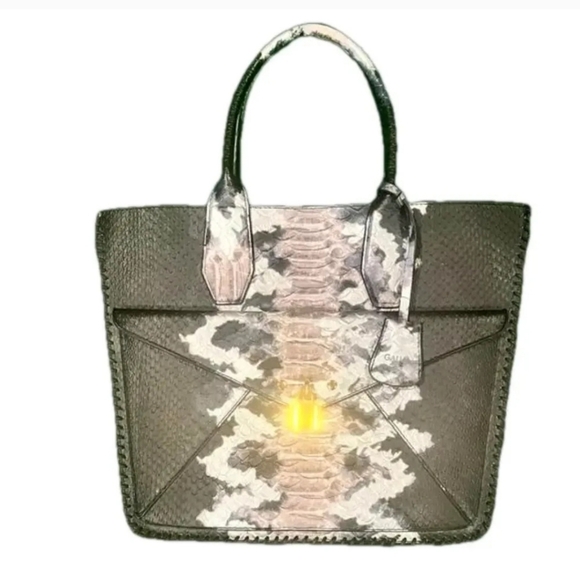 Galian Handbags - Galian Women's Snakeskin Tote Bag, Structured, XL Tote, EUC